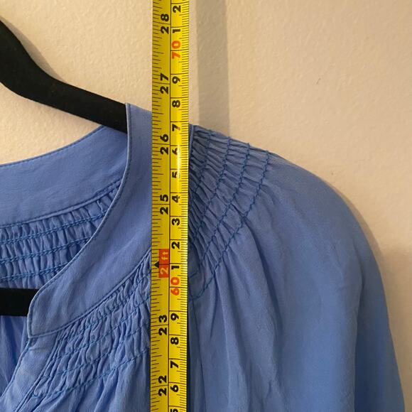 Lilly Pulitzer Blue Elsa 100% Silk Peasant Blouse Minimalist Women's size XL - Picture 8 of 10
